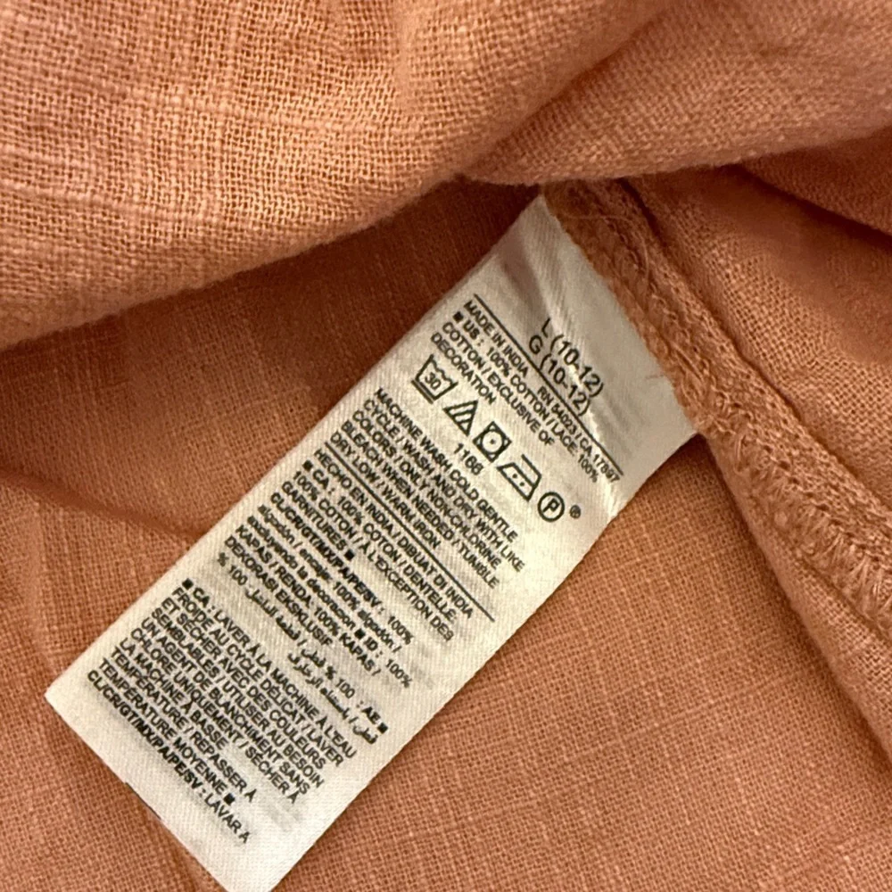 Old Navy Girls Peach Boho Dress Crochet Flutter Sleeve Size 10 12